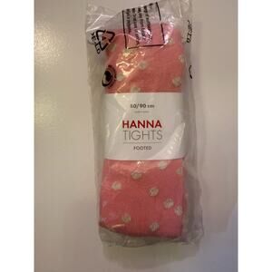NWT Hanna Andersson Footed Tights Size 80-90 (US 2) Pink with sparkly polka dots